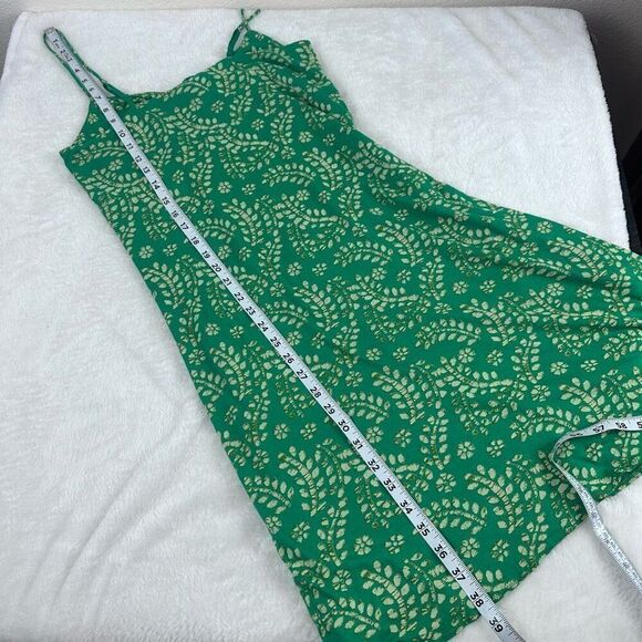 Gap Women's M Cinch Chest Slip Dress Green Cream Leaf Print Fairycore Coquette - Picture 9 of 9